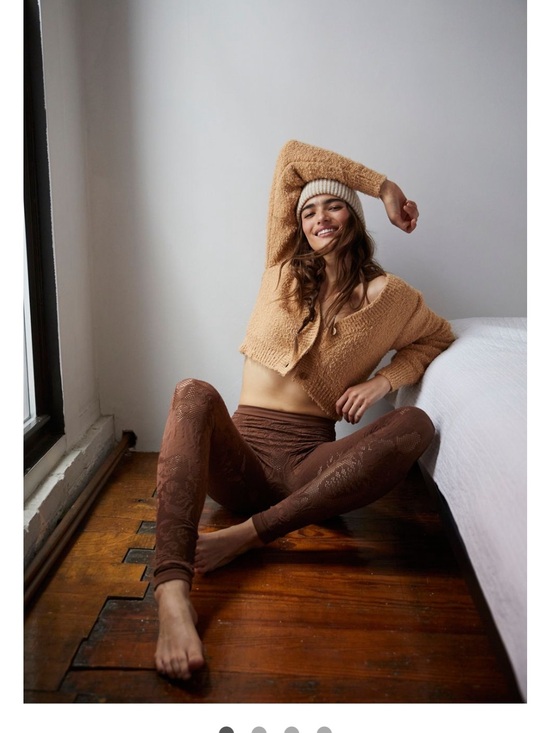 Pants - Textured Brown High-Waist Women's lace Leggings